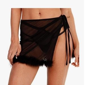 NWOT iHeartRaves Black Marabou Skirt